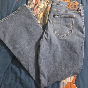 Lee Medium Blue Straight-Leg Denim Jeans 18 Long Tall